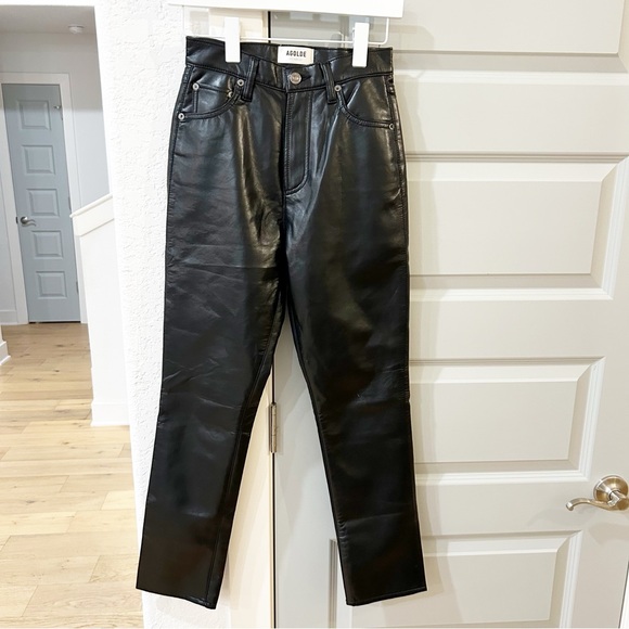 NWT Agolde Recycled Leather Riley Long Pants - Picture 2 of 5